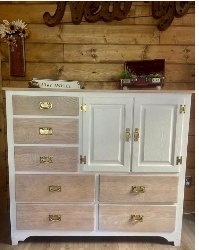 Large White Dresser W/ Cabinet