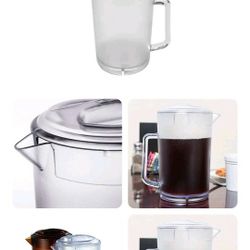 Pitcher with Lid Heavy Water Juice Drink Duty Plastic 2 Quart Free Gallon Clear.
