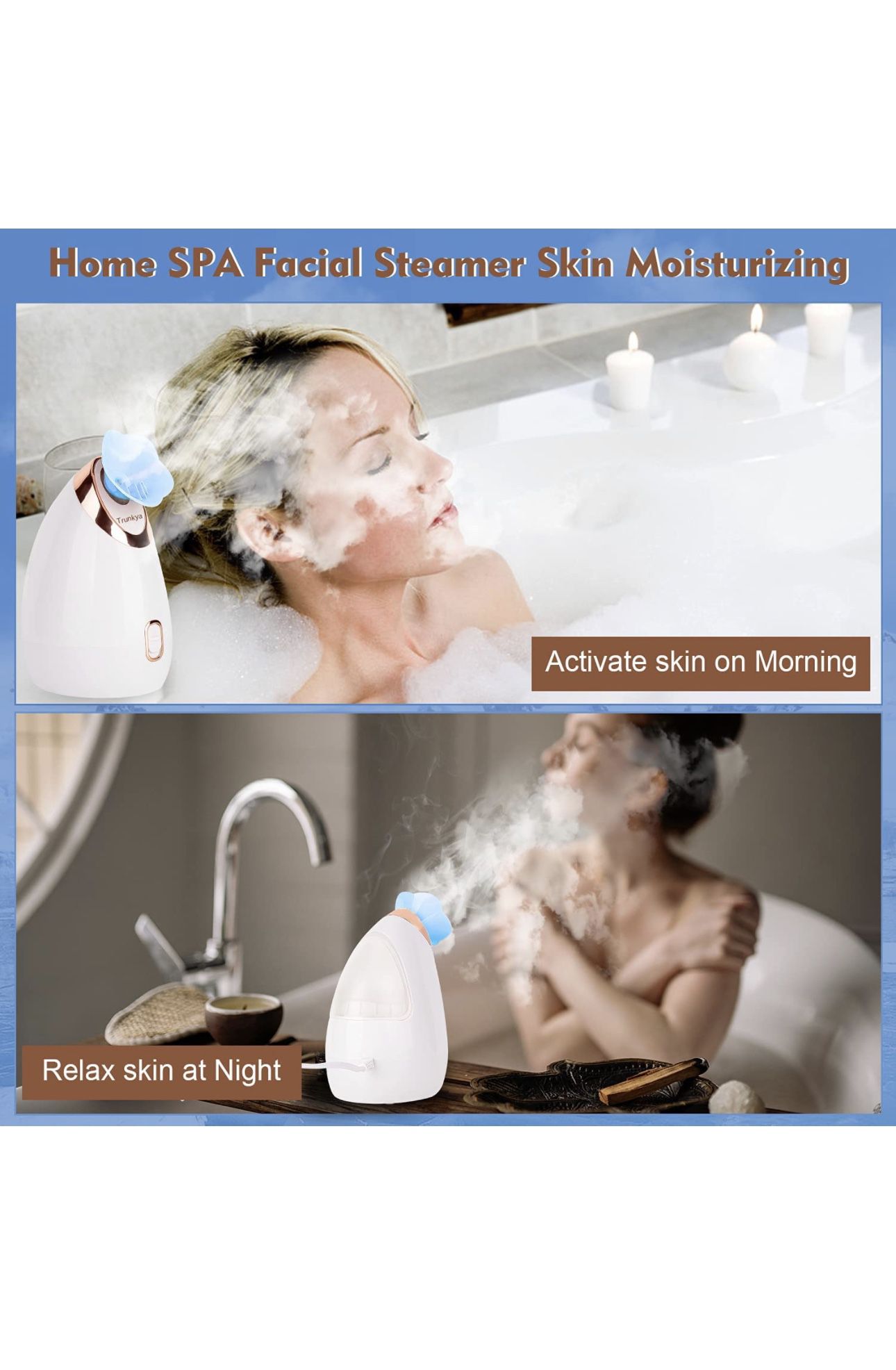 Facial Steamer Trunkya Nano Ionic Warm Mist Face Steamer SPA Skin Humidifier for Women Men