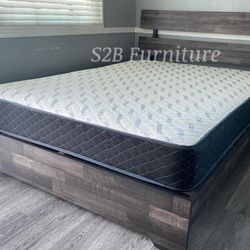 King Grey Rustic Platform Bed With Ortho Matres!