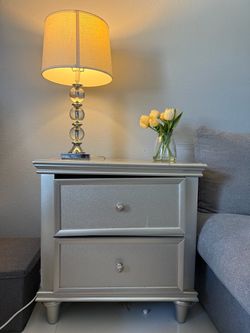 Silver 2-Drawer Nightstand End Table
