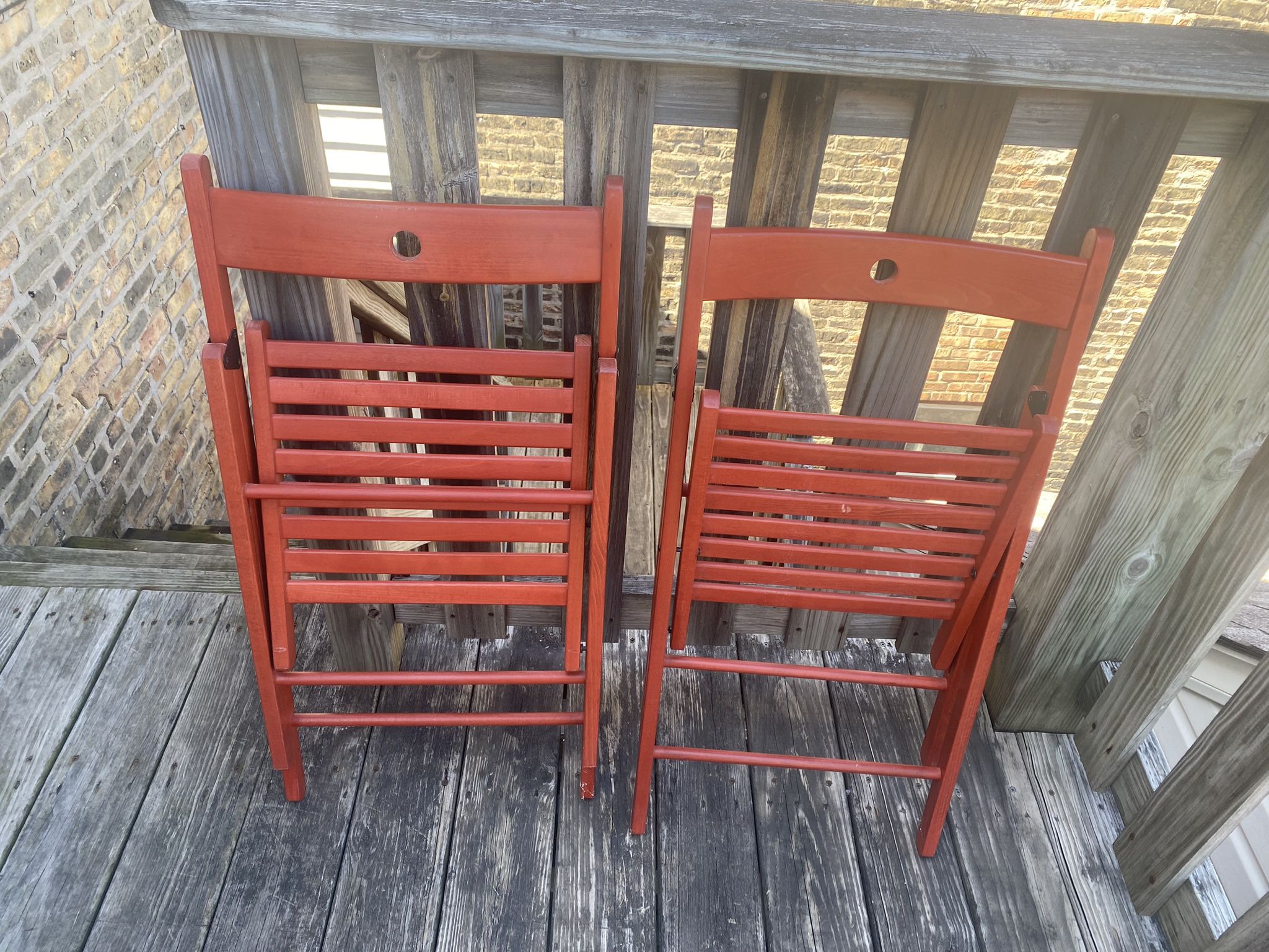 Two Wooden Foldable Chairs
