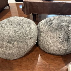 3 ft. Dark Gray Faux Fur Bean Bag