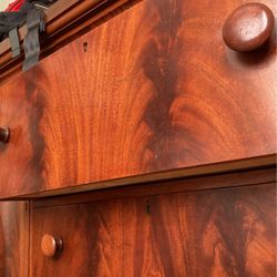 Berkey And Gay Furniture Antique Buffet Table Sideboard Empire Crotch Mahogany Dresser 