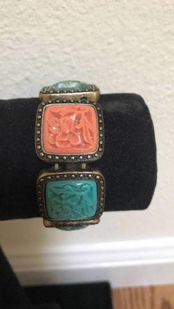 Stretch Bracelet with Carved Beads