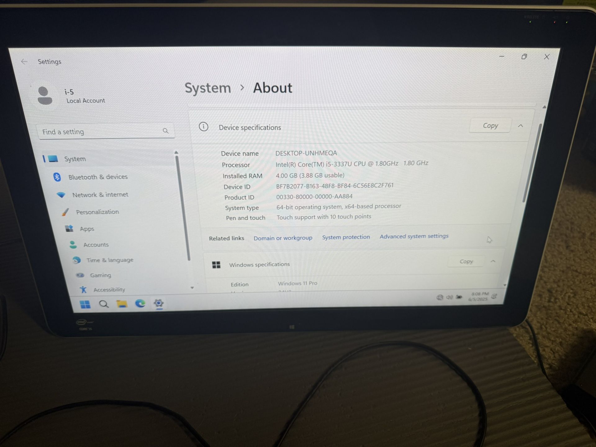 Sony Vaio SVJ202 Intel Core i5 3337U SSD 256GB RAM 4GB Touch Screen Tablet