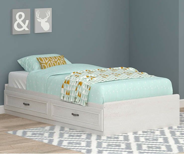 White Twin Size Bed With 2 Drawers