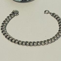 Vintage 925 Silver Double Cable Link Bracelet 