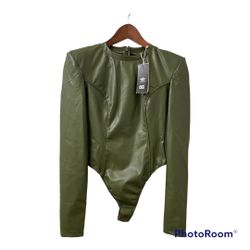 NWT Adidas x IVY PARK Green Faux-Leather Bodysuit