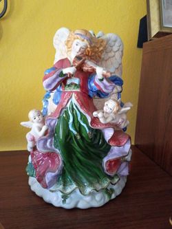 Porcelain Angel Figurine with Cherubs