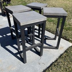 Wooden & Cement Bar Stools & Table