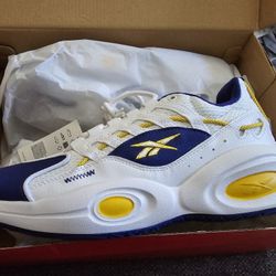 Iverson Reeboks Yellow/Purple/White 7.5 Men Or 9 Women