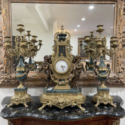 Beautiful Imperial Brevettato Clock & Candelabra 3-Pieces Set🌷