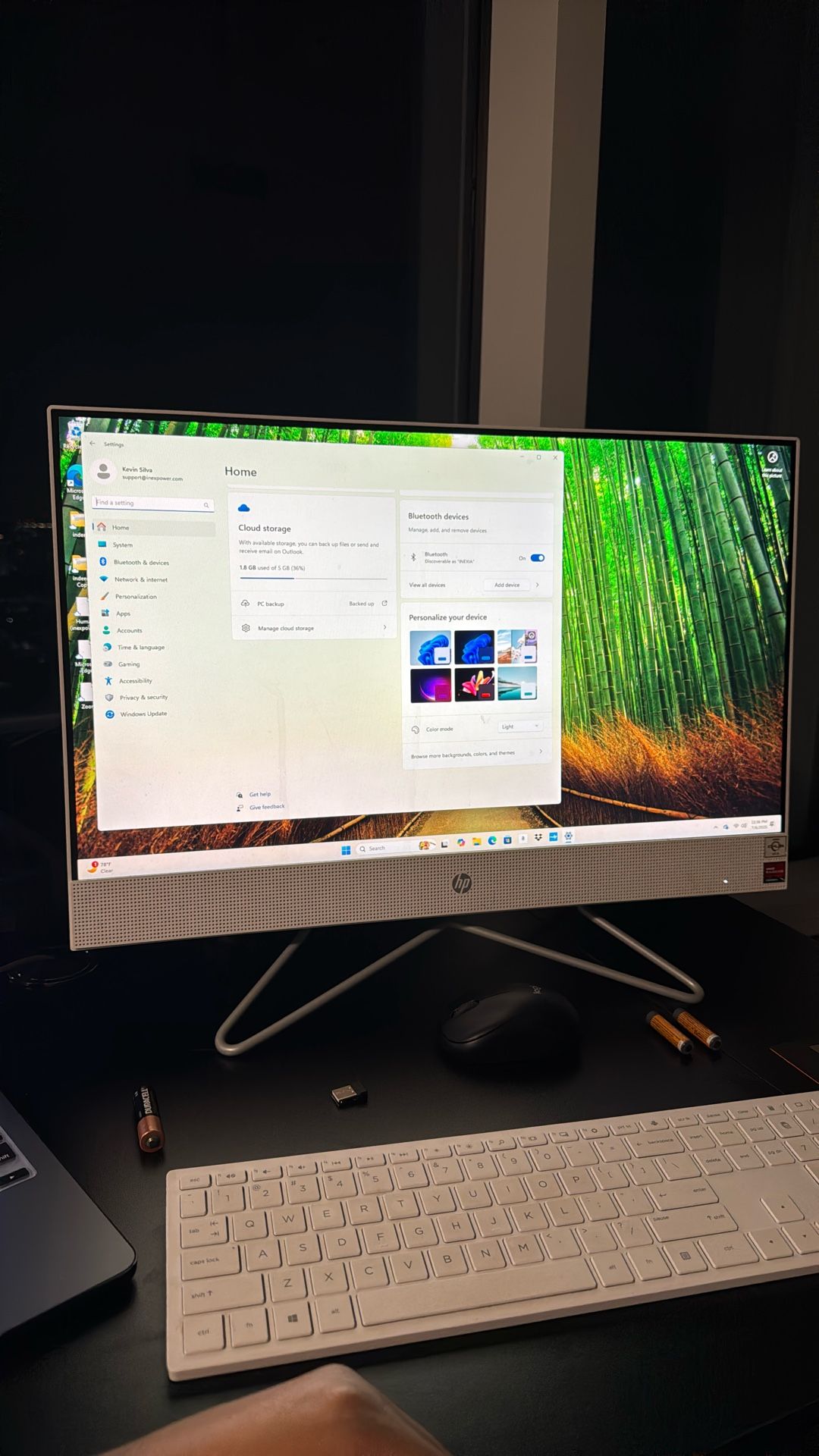 Touchscreen 2021‑era HP 24‑inch All‑in‑One desktop