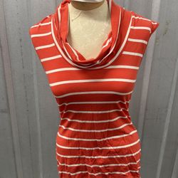 Banana Republic Orange and White Striped Top