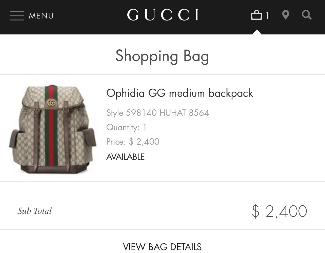 Ophidia GG Medium Backpack Style 598140 HUHAT 8564