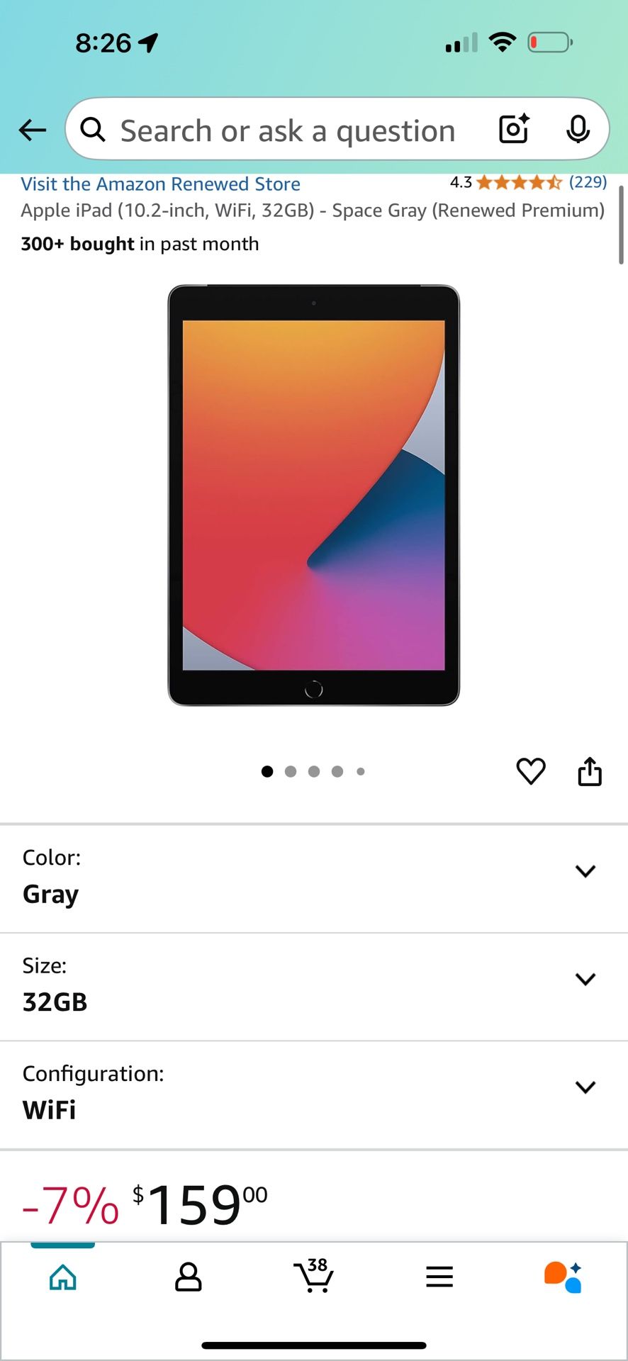 Apple iPad (10.2-inch, WiFi, 32GB) - Space Gray (Renewed Premium)