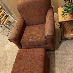 Red Sitting Chair & Ottoman