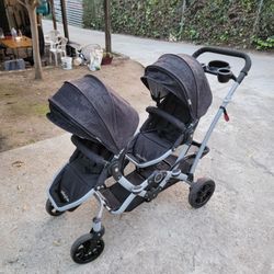 Dream On Me Track Tandem Double Reversible Stroller Face To Face Edition-Black
