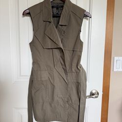 khaki stylish long vest/dress small size worn once