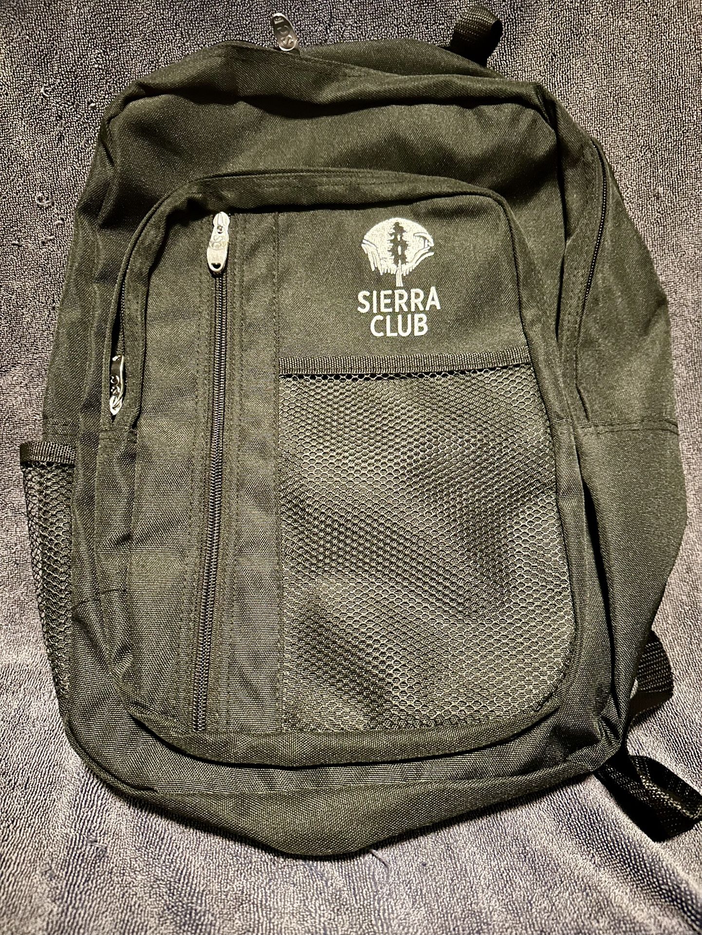 Sierra Club Black Lightweight Backpack With Embroidered Logo Mesh Drink Pocket 