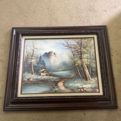 Original oil Painting mountains forests signed