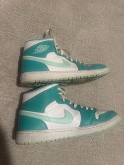Air Jordan 1 Mid Teal White High-Top Sneakers