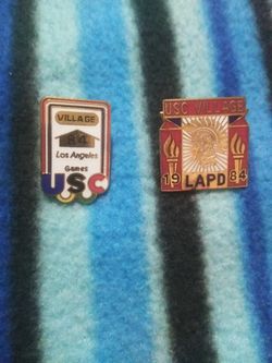 2 USC Sponsor 1984 Olympic Pins (USC Village). Nice. 