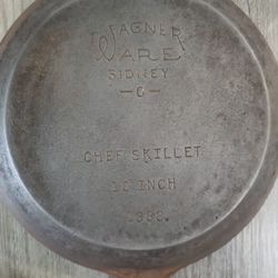 Rare Antique Wagner Ware Cast Iron  Chef Skillet 1388