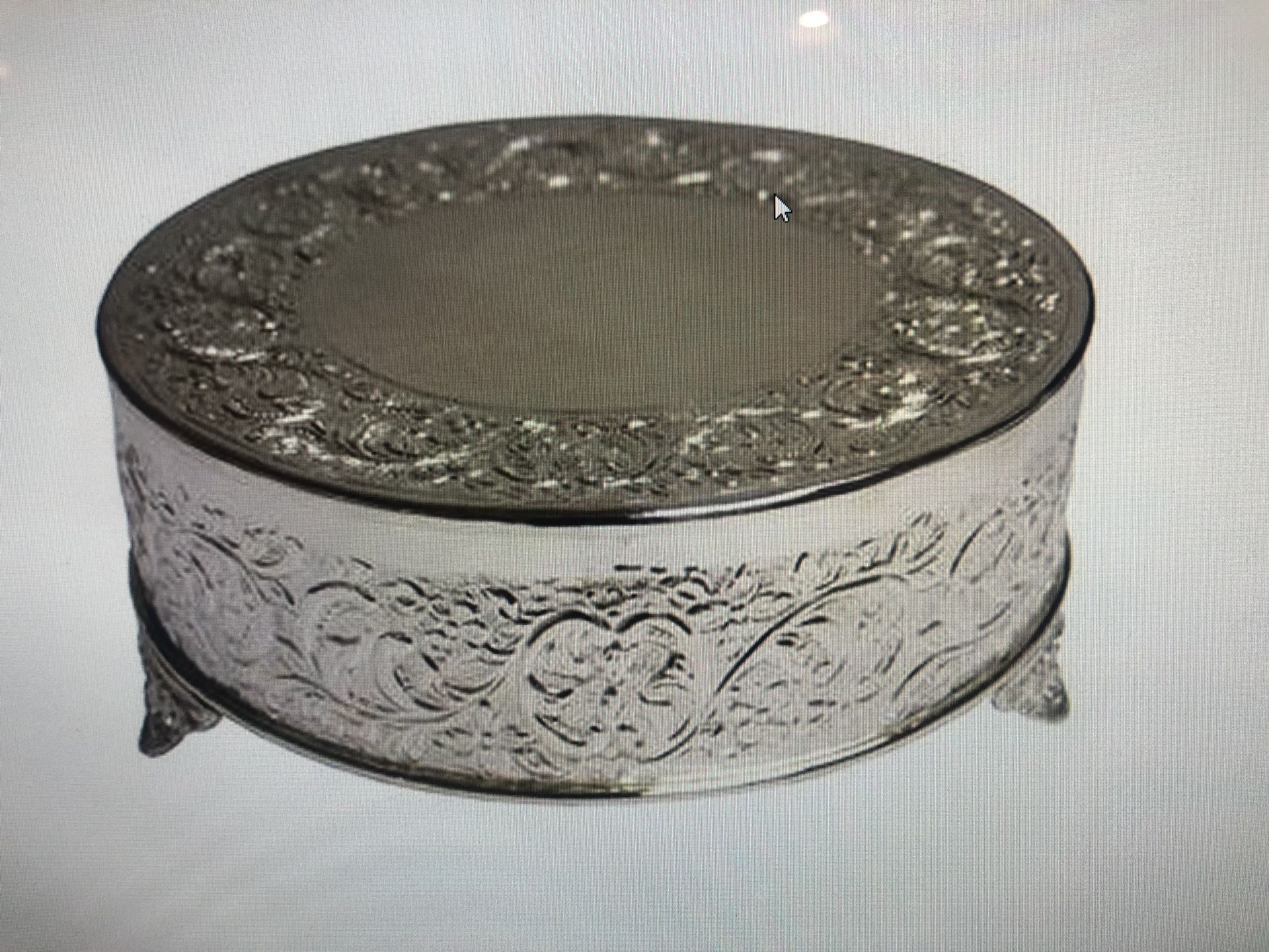 New silver R ound Embossed wedding cake stand plateau 10inches