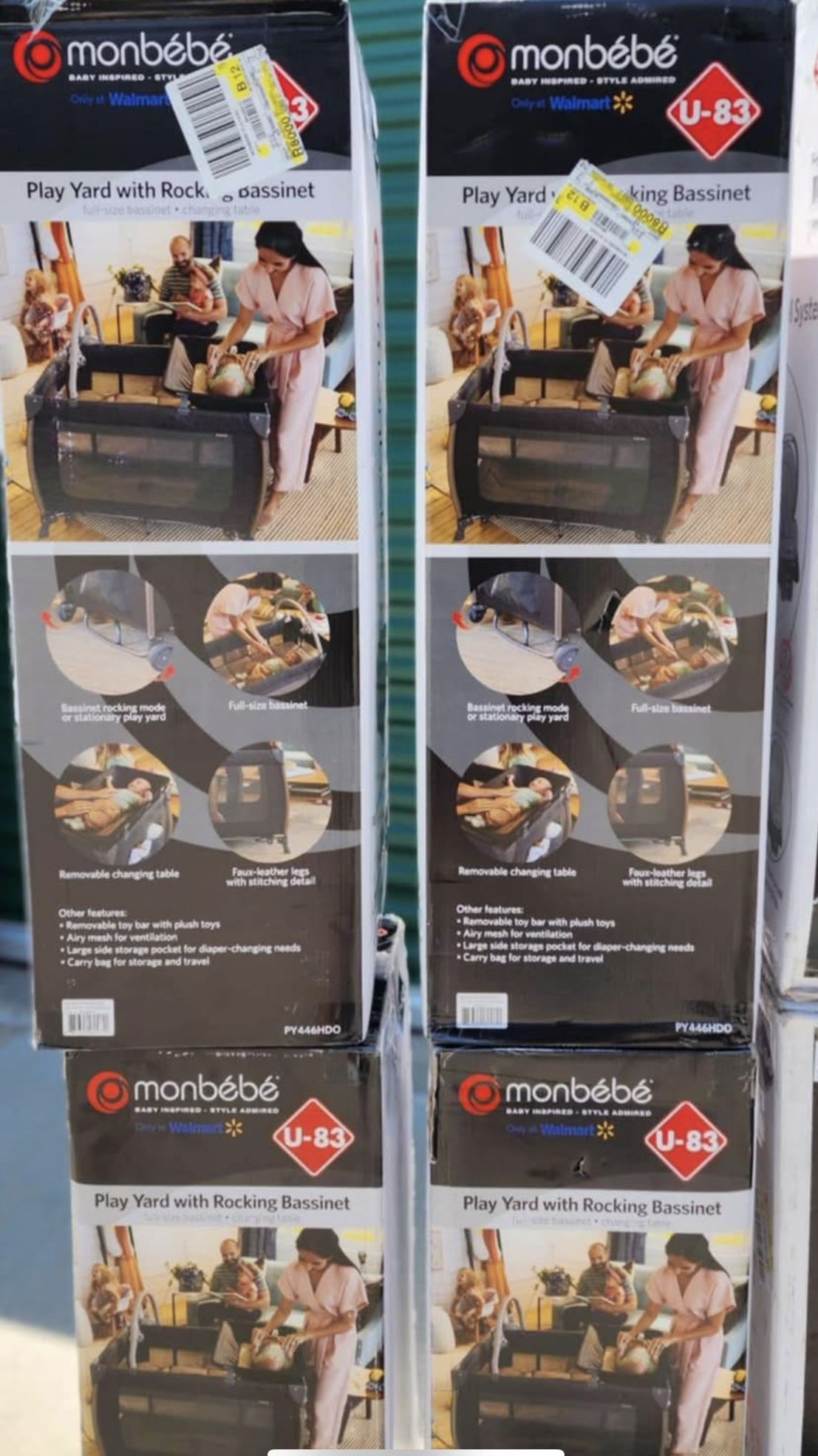 Monbebe Play Yard With Full Size Rocking Bassinet Changing Table 