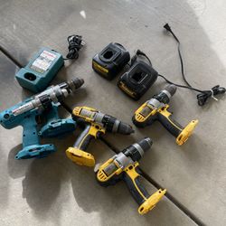Makita Dewalt Hammer Drills  , 2 Dewalt Chargers  2makita Hammer Drills 1 Charger No Batteries Sold As Is All For $100