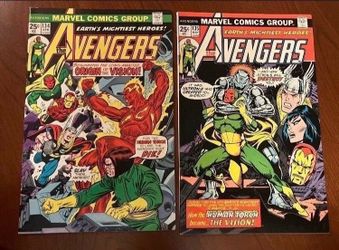 🗝️ 1975 Bronze Age Avengers # 134-135 Comics Ultron  ( Vision Quest)