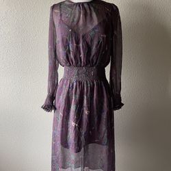 Renamed Small Purple Sheer Long Sleeve Dress 
