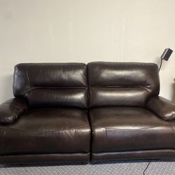 Leather Power Reclining Couch 