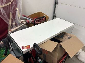 Modern White Console Table with Glass Sides