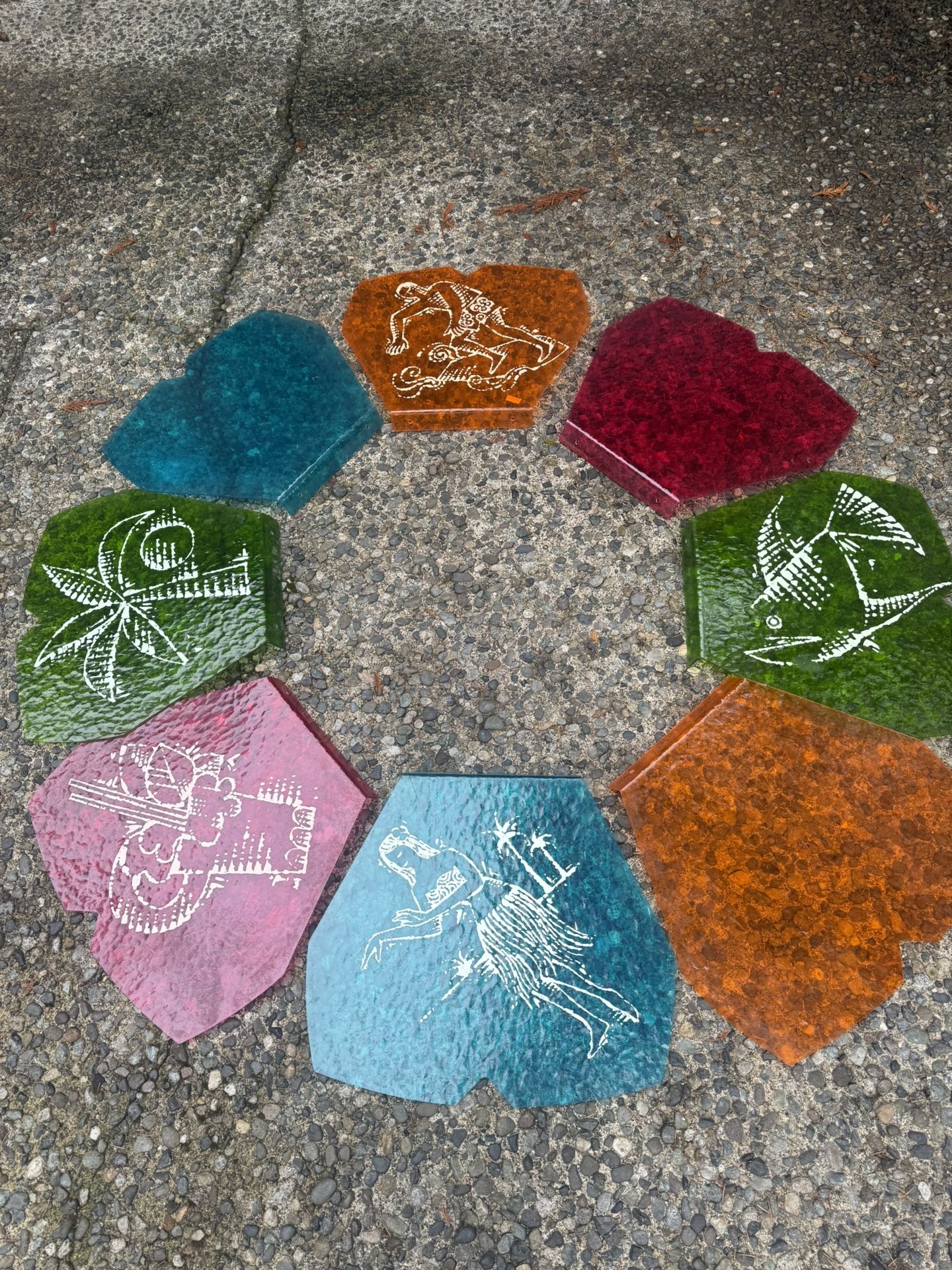 1968 United Airlines, Hawaii Travel Display, Large Acrylic, Surfer, Hula, Girl, Etc.