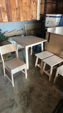 IKEA table and stools and chairs