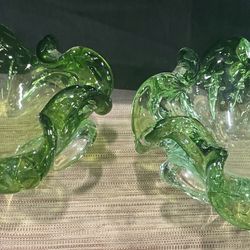 Green Murano Glass Ashtrays Mid-century