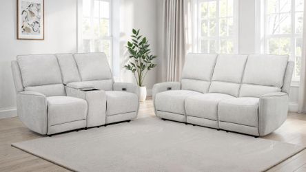 Sofa and Loveseat Power Recliners, Dove Grey Chenille upholstery, New Especial price