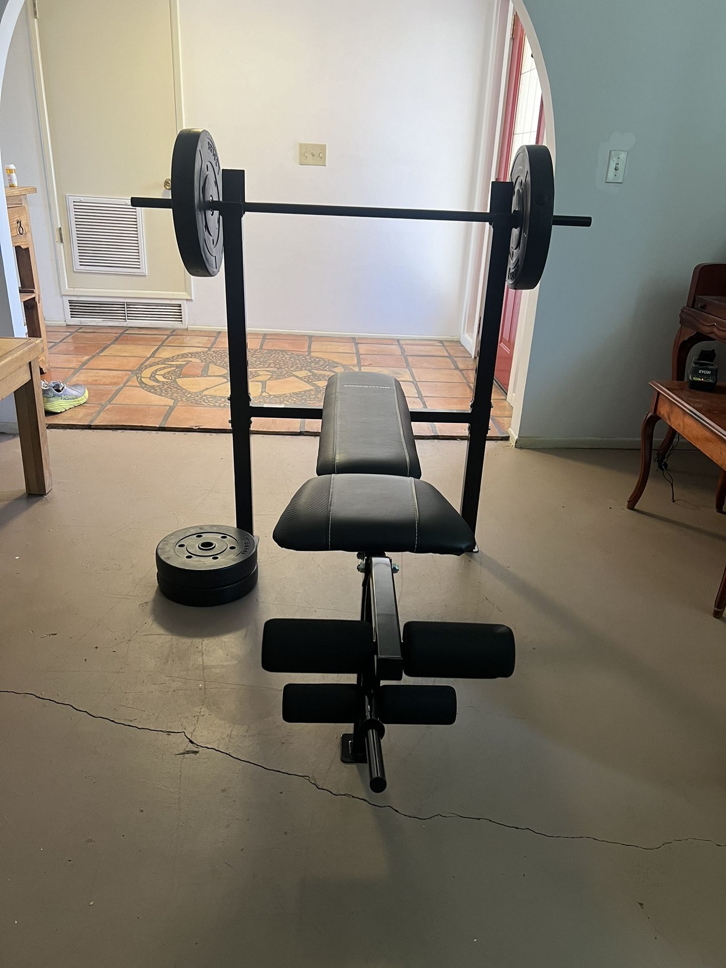 Competitor Weight Bench And Weights.