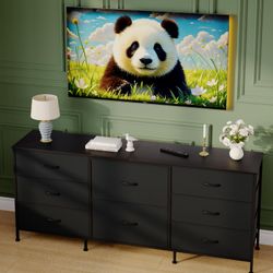 Black 6-Drawer Fabric Dresser