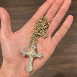 Iced Out Gold Diamond Cross Pendant 