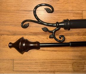 Dark Bronze Curtain Rods with Decorative Finials