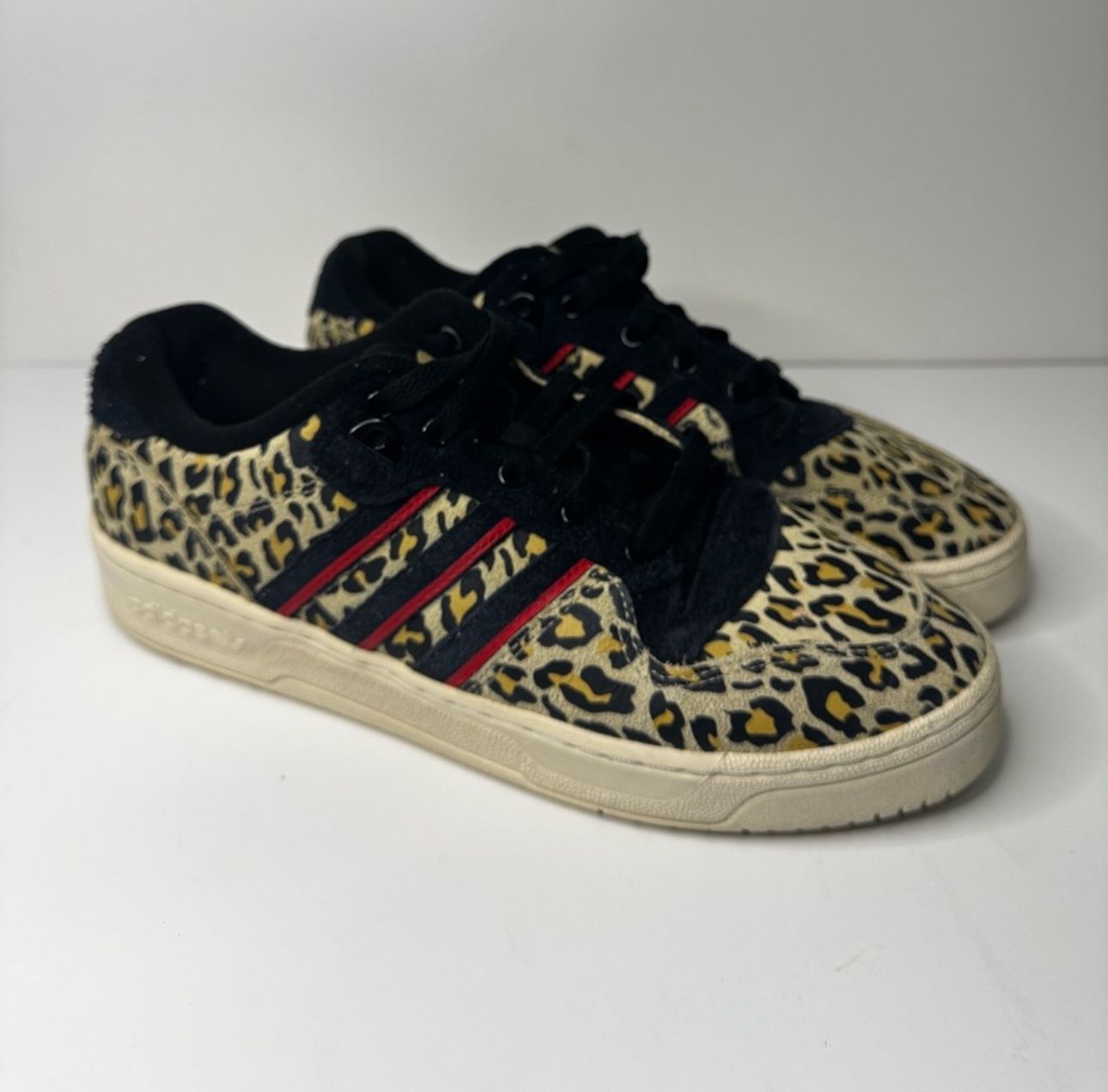 Adidas Rivalry Low Leopard Animal Print Leather Sneakers Sz 10