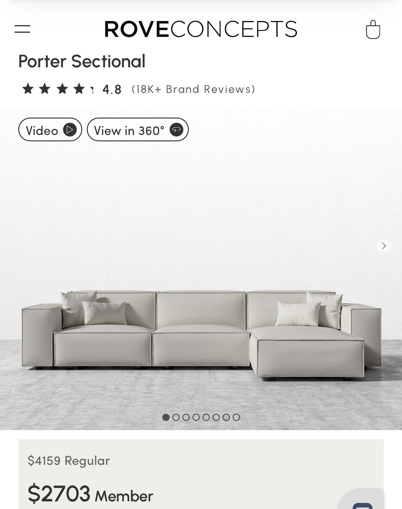 Rove Concepts White Porter Sectional Couch