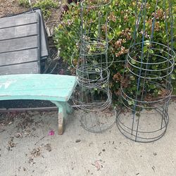 Free - Tomato cage / stakes and bench