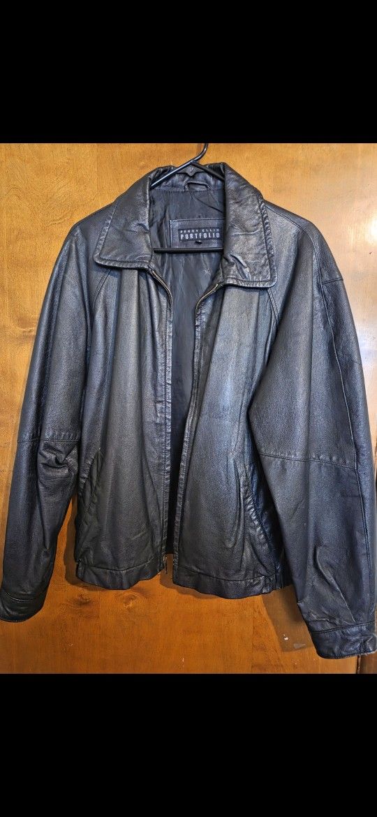 PERRY ELLIS Portfolio Leather Jacket- Vintage