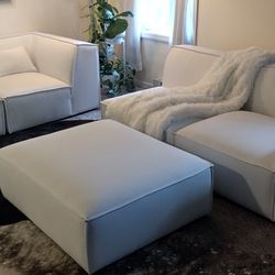 Modway Restore Modern Sectional Sofa Set And Ottoman, White