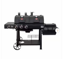 Texas Trio 4-Burner Dual Fuel Grill with Smoker in Black